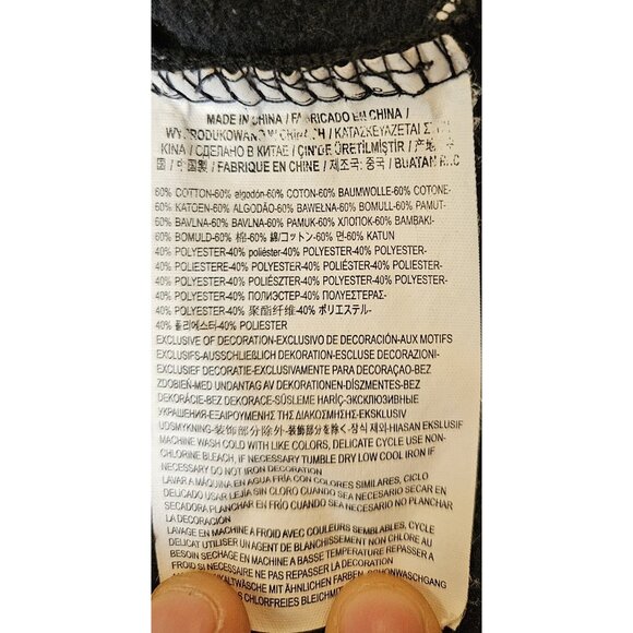 Vans Sweatshirt Womens Large Black Long Sleeve Pullover Checker Sleeve - Picture 13 of 13